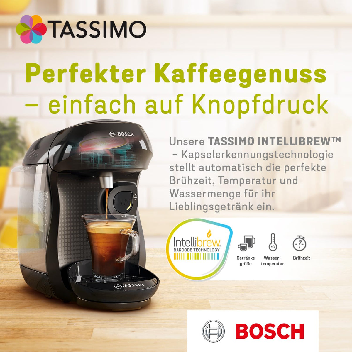 Steaming cup of Tassimo Jacobs Espresso for a cozy morning