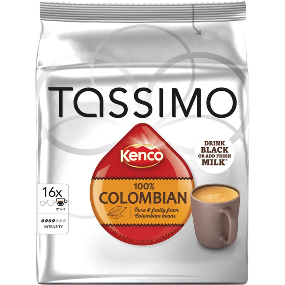 Tassimo Kenco 100% Colombian coffee pod for a rich, smooth morning ritual.