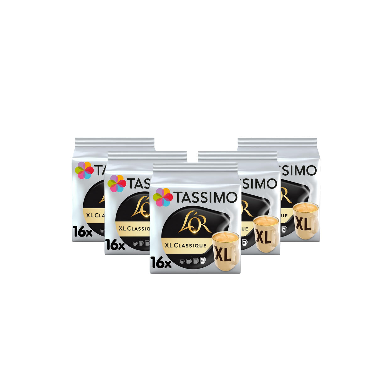 Tassimo L'Or XL Classique coffee capsules closeup for a rich aromatic moment.