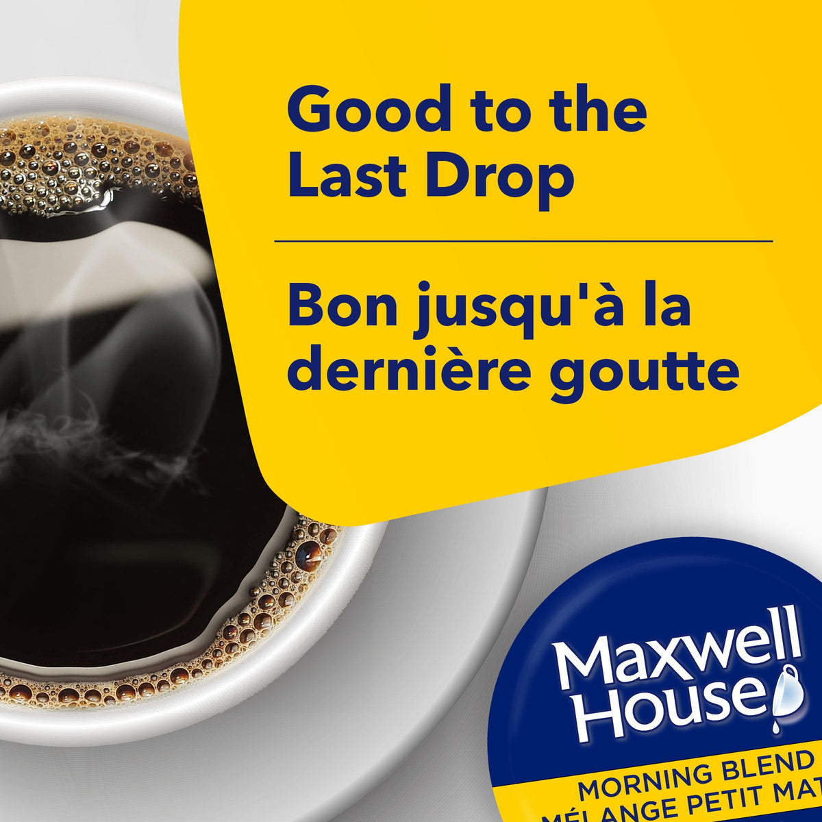 Close-up of Tassimo machine brewing Maxwell House Morning Blend coffee