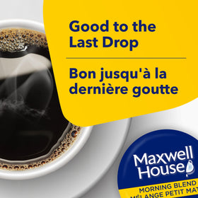 Close-up of Tassimo machine brewing Maxwell House Morning Blend coffee