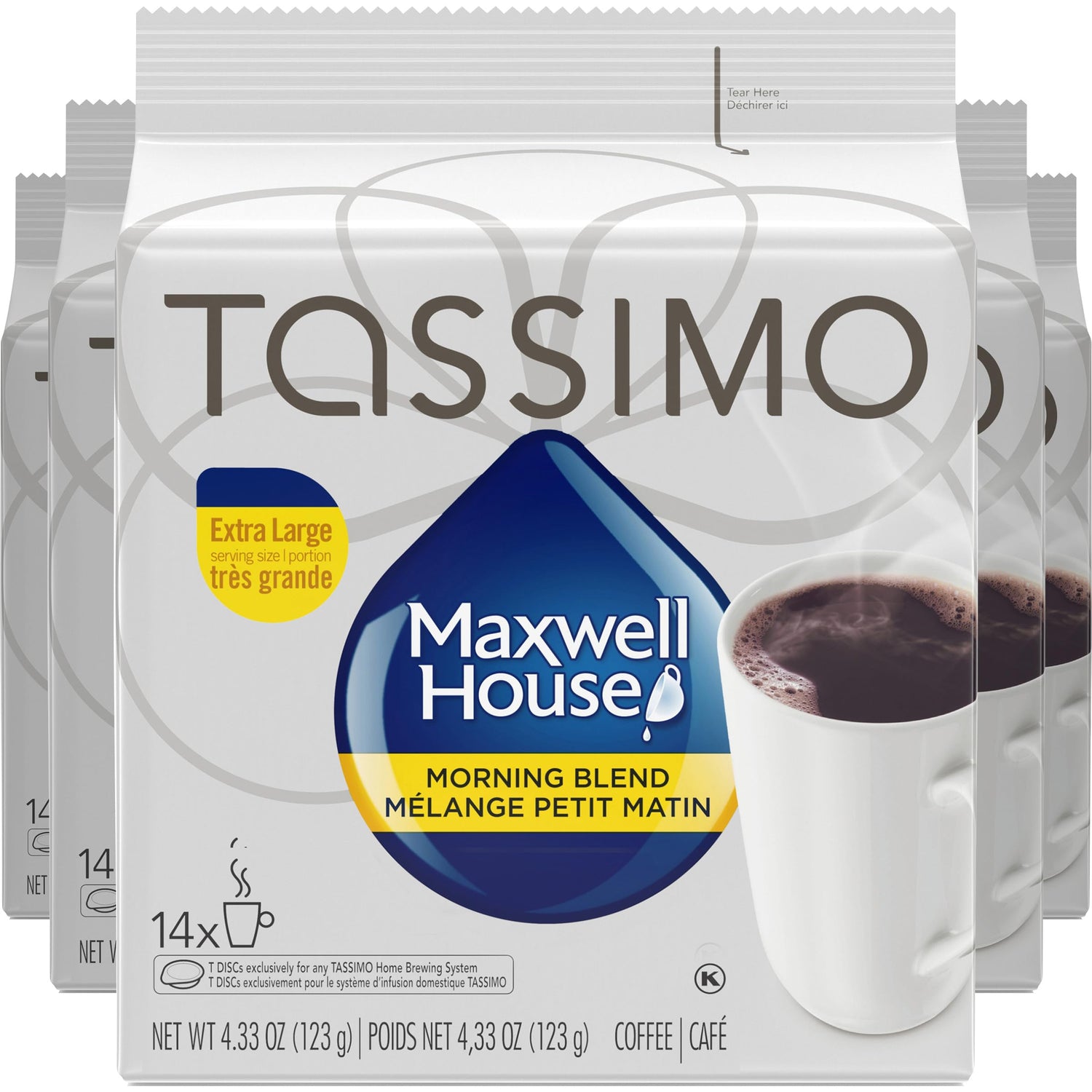 Tassimo Maxwell House Morning Blend T-Discs box front for quick morning coffee