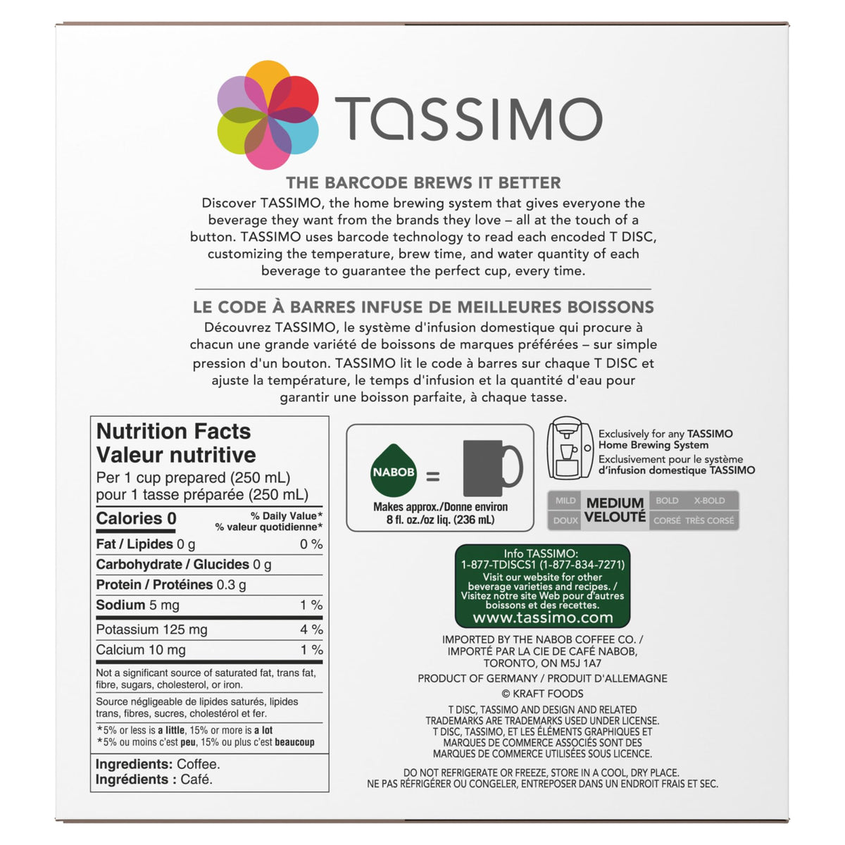 Tassimo Nabob 28-discs boxes on display for quick selection.