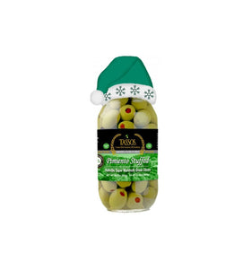 Pasta dish featuring Tassos Pimiento olives adds savory Mediterranean depth.