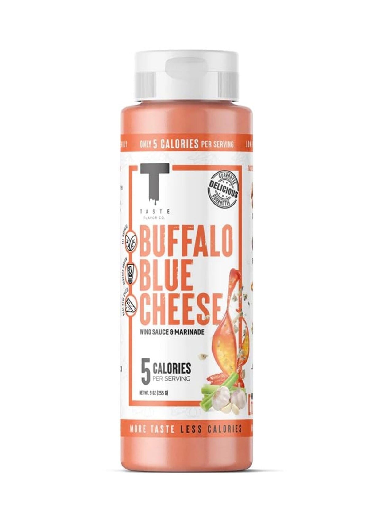Taste Flavor Co. Buffalo Blue Cheese bottle – bold wing sauce for crave-worthy game-night wings.