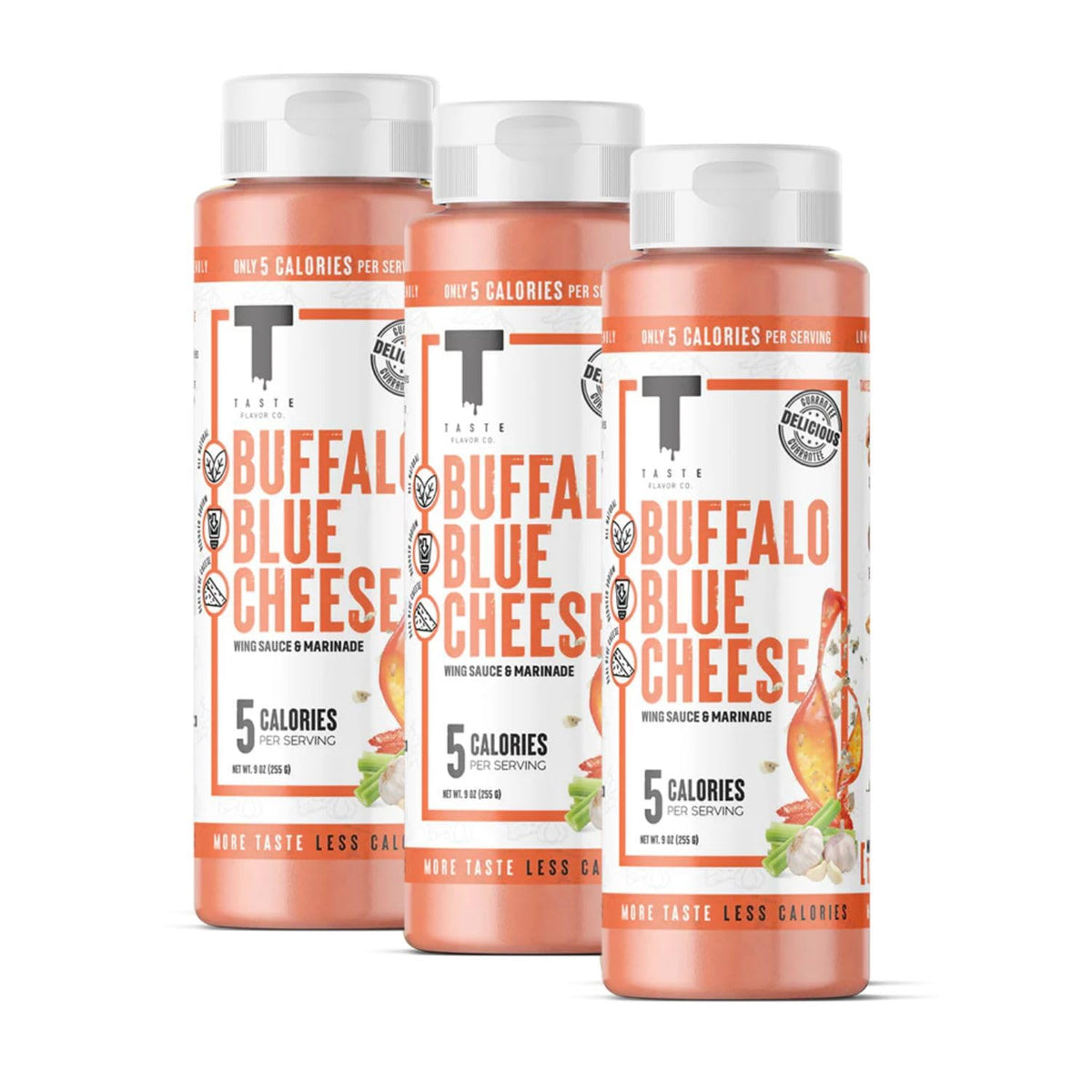 Taste Flavor Co. buffalo blue cheese grilling sauce pour enhances grilled meats.