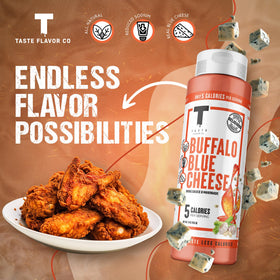Taste Flavor Co. buffalo blue cheese marinade glaze creates a tasty finish.