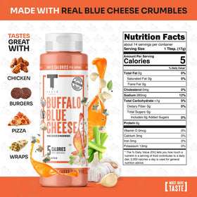 Taste Flavor Co. Buffalo Blue Cheese pour – smooth drizzle ideal for dipping and finishing wings.