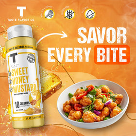 Taste Flavor Co. Sweet Honey Mustard marinade in a jar, ideal for juicy chicken.