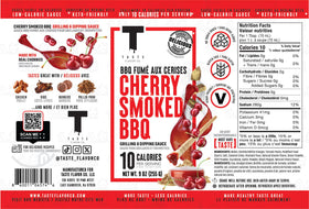 Taste Flavor Co. cherry smoked BBQ glaze on wings highlighting bold, low-calorie flavor.