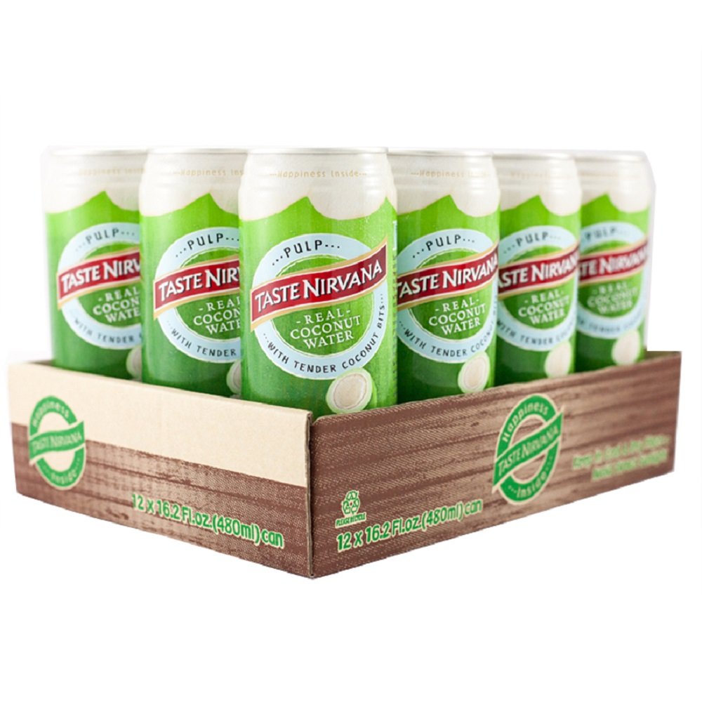 Taste Nirvana real coconut water pulp bits bottle—enjoyable texture for sipping.