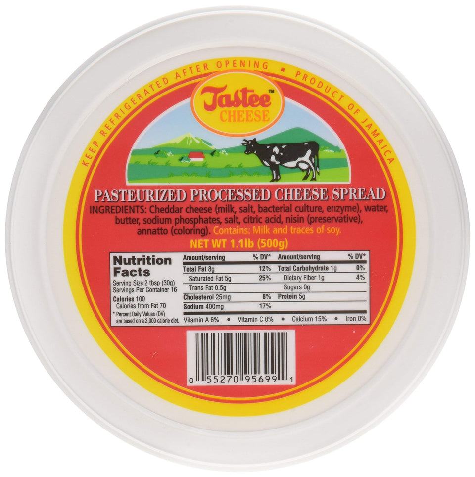 Tastee Jamaican Cheese block in packaging ready to melt on toast