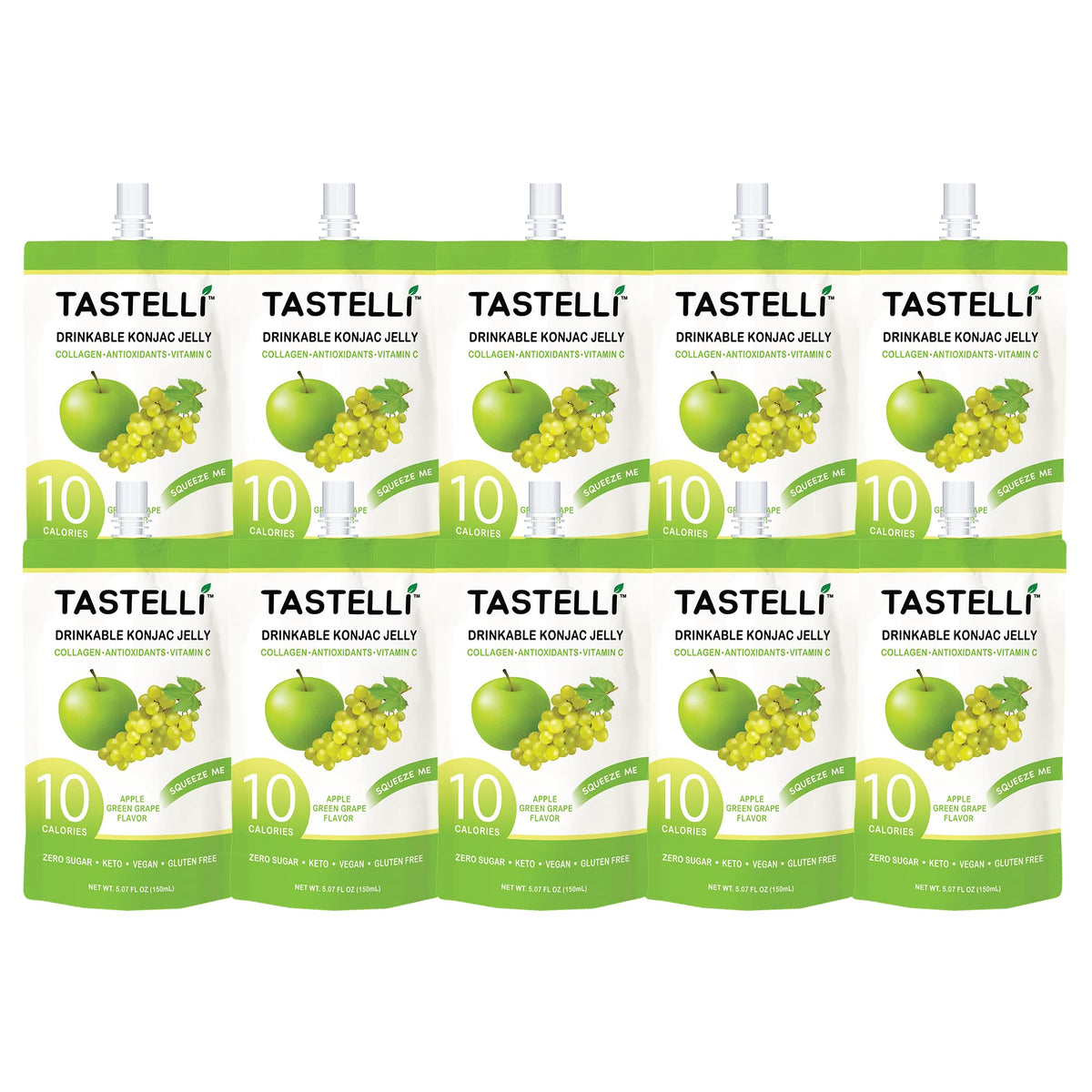 Tastelli Konjac Jelly on-the-go packaging ready to enjoy in a bag or purse.