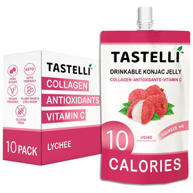 Tastelli Konjac Jelly Lychee pouch on-the-go snack with zero sugar.