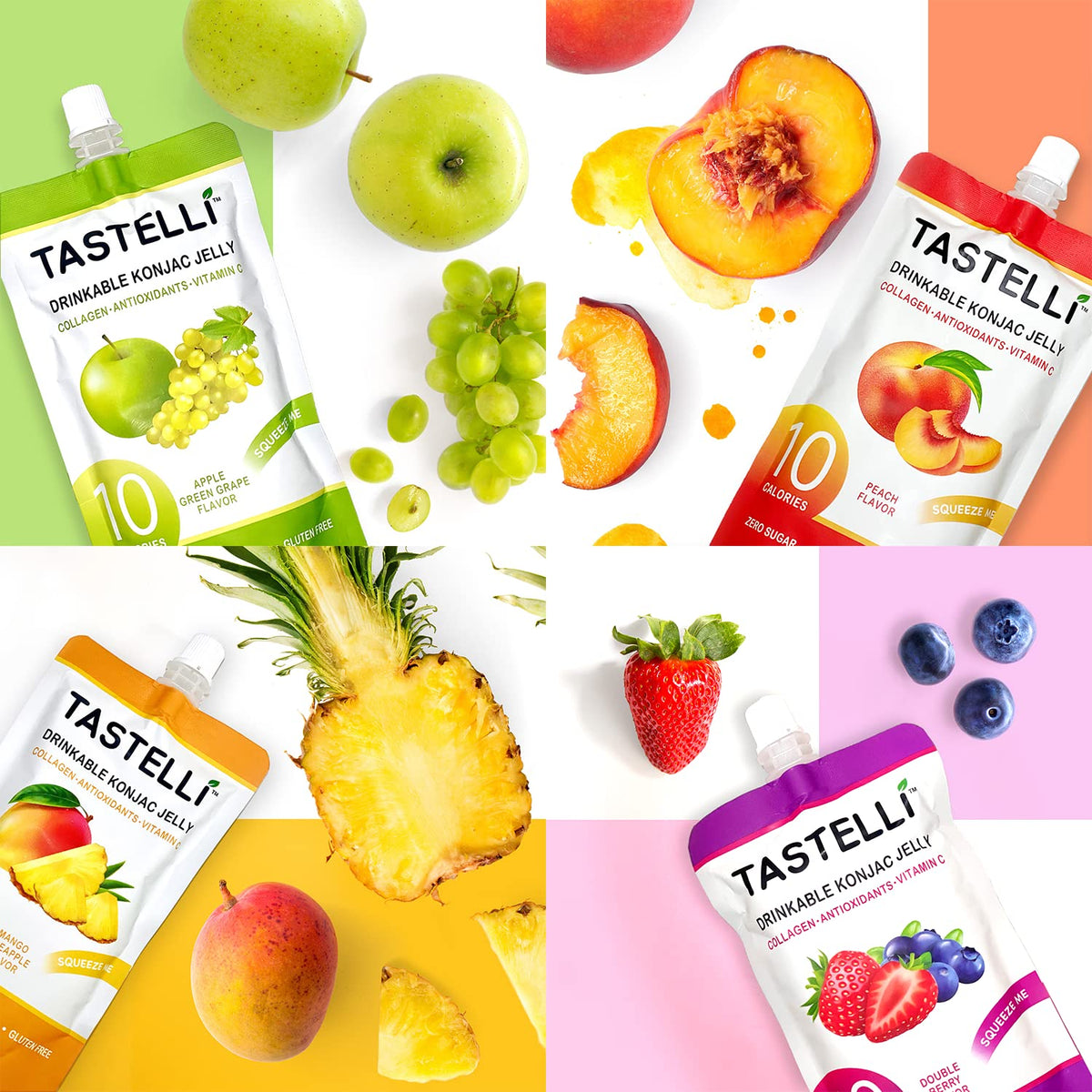 Tastelli Konjac Jelly Mango Pineapple Pack — convenient on-the-go treat with collagen.