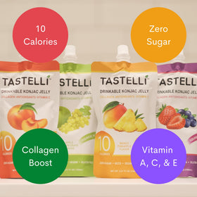 Tastelli Konjac Jelly Peach Pack — zero sugar, refreshing snack for busy days.