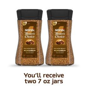 Close-up of Taster's Choice French Roast jar label highlighting premium packaging.