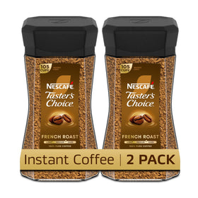 Taster's Choice French Roast two jars pack on kitchen counter for bold mornings.