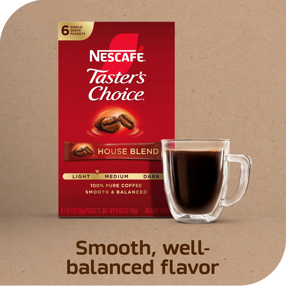 Taster's Choice House Blend being poured with hot water for a fresh cup.