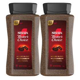 Taster's Choice House Blend jar pour shows quick instant coffee access.