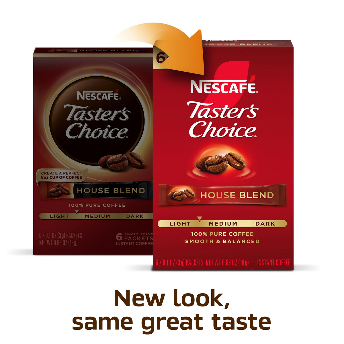 Taster's Choice House Blend packet in hand for easy single-serve preparation.