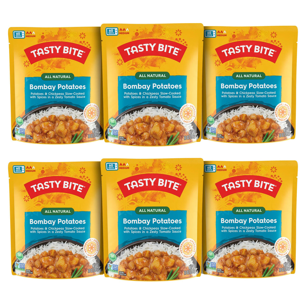 Tasty Bite Bombay Potatoes ready-to-eat tray for quick meals