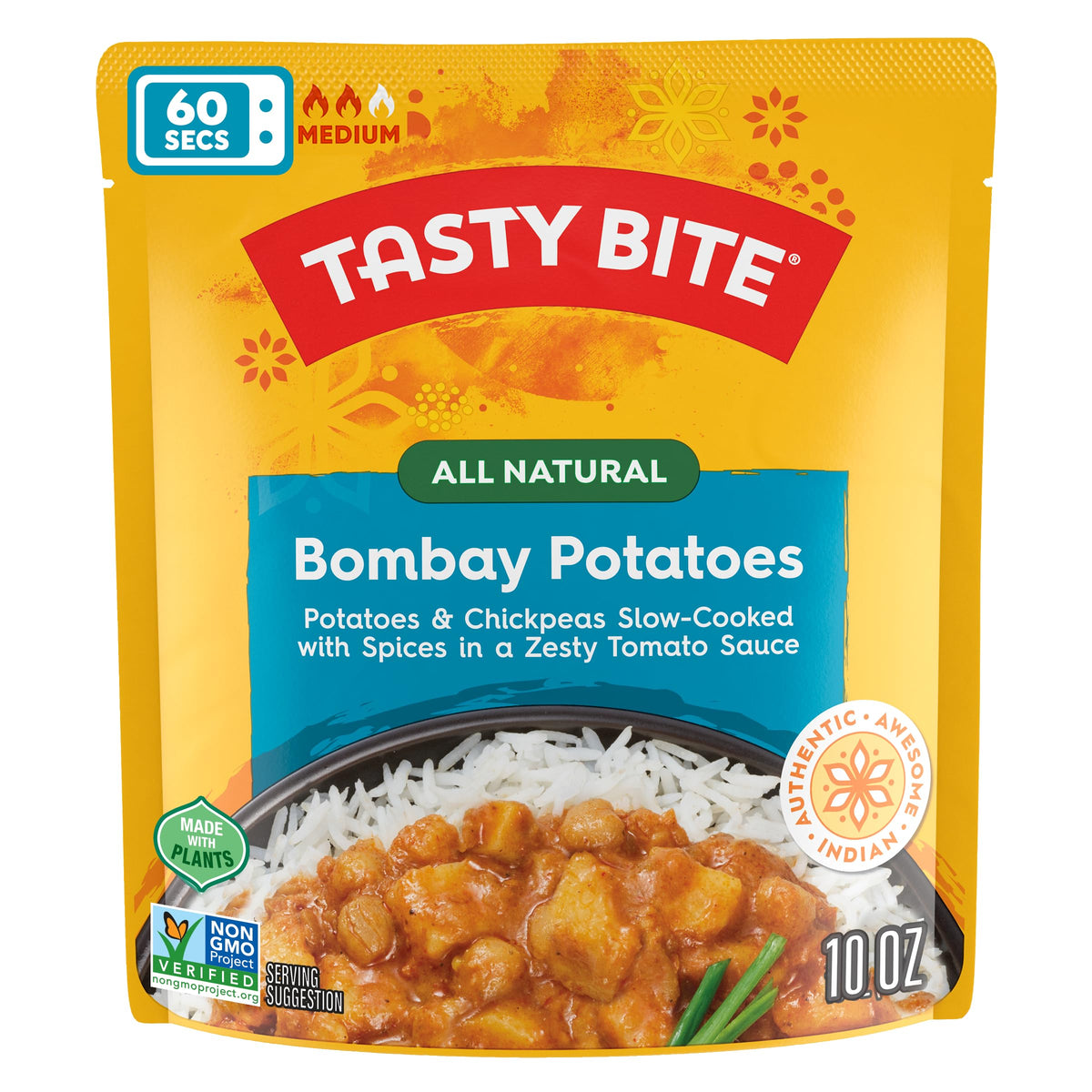 Tasty Bite Bombay Potatoes served in a bowl for a satisfying meal