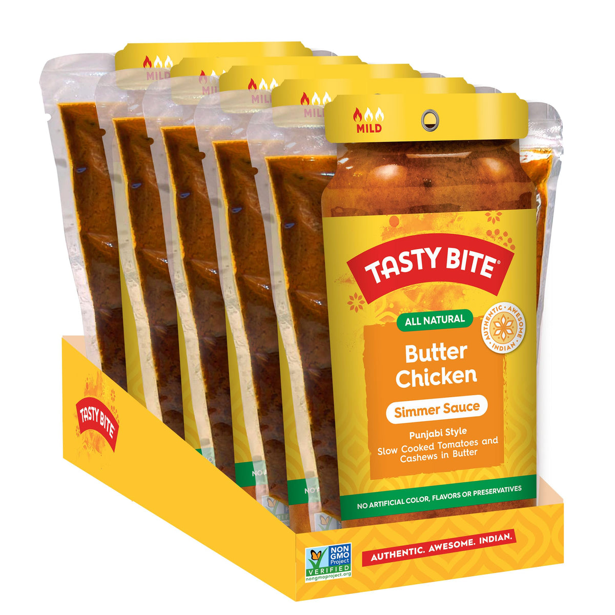 TASTY BITE Punjabi Butter Chicken sauce pouch shown for quick meals.