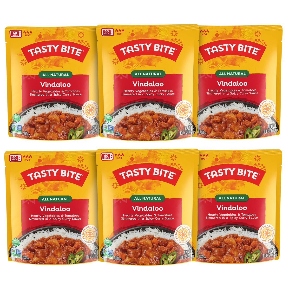 TASTY BITE hot spicy Vindaloo bowl ready to heat for a quick meal