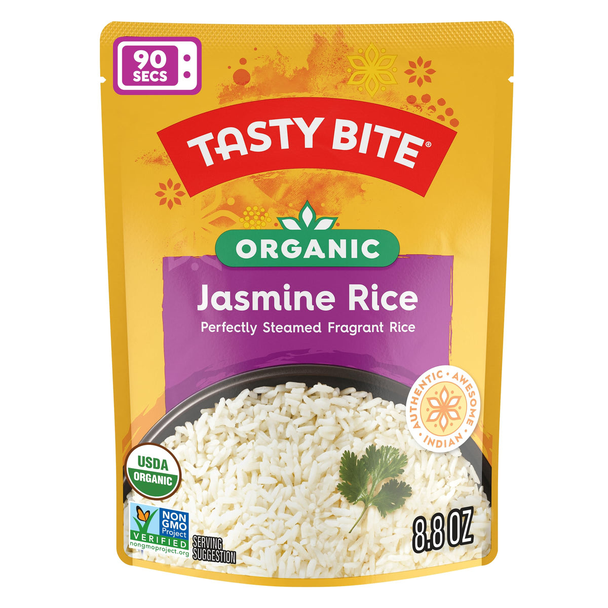 Tasty Bite Jasmine Rice 90-second prep for fast meals.