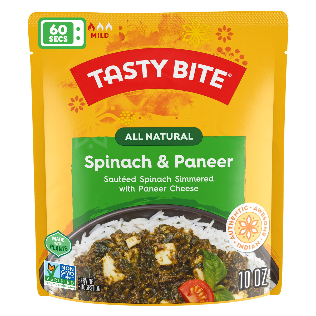 Tasty Bite Kashmir Spinach served in a bowl highlights authentic Indian flavors