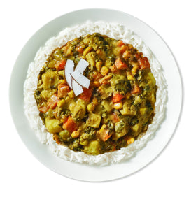Tasty Bite korma served with rice shows a complete meal