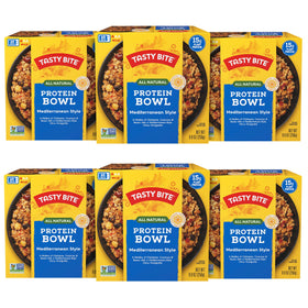 Tasty Bite Mediterranean Protein Bowl hero image showing a ready-to-eat vegan lunch.