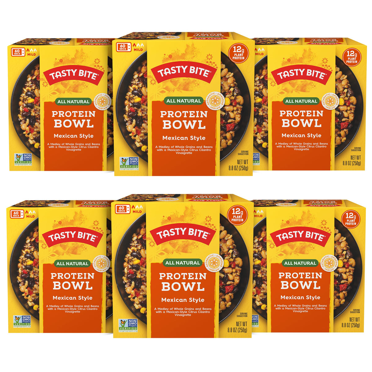 TASTY BITE Mexican Protein Bowl package front highlighting vegan ingredients.