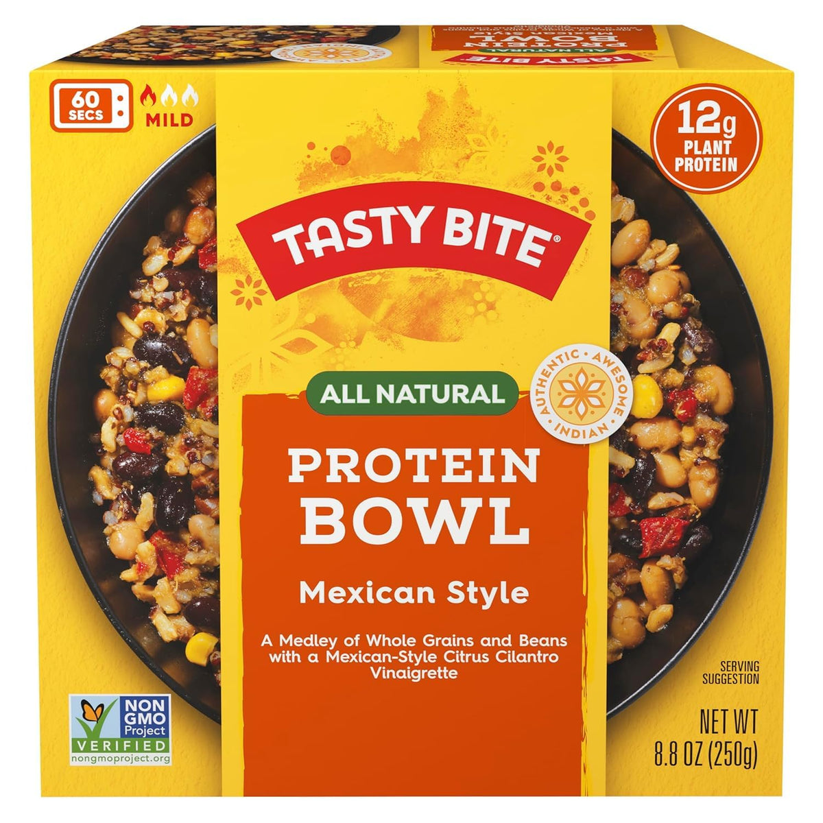 TASTY BITE Mexican Protein Bowl serving bowl ready to eat for quick meals.