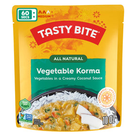Tasty Bite microwavable entree image showcases quick dinner in minutes