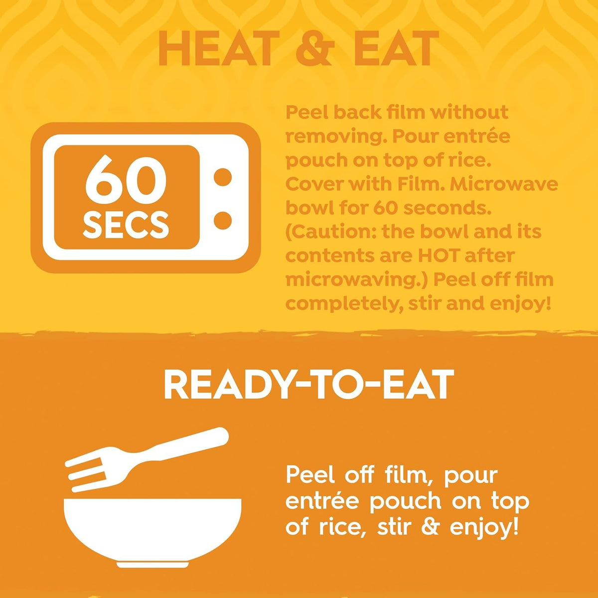Butter Chickpea & Vegetables microwave pouch heats in 60 seconds