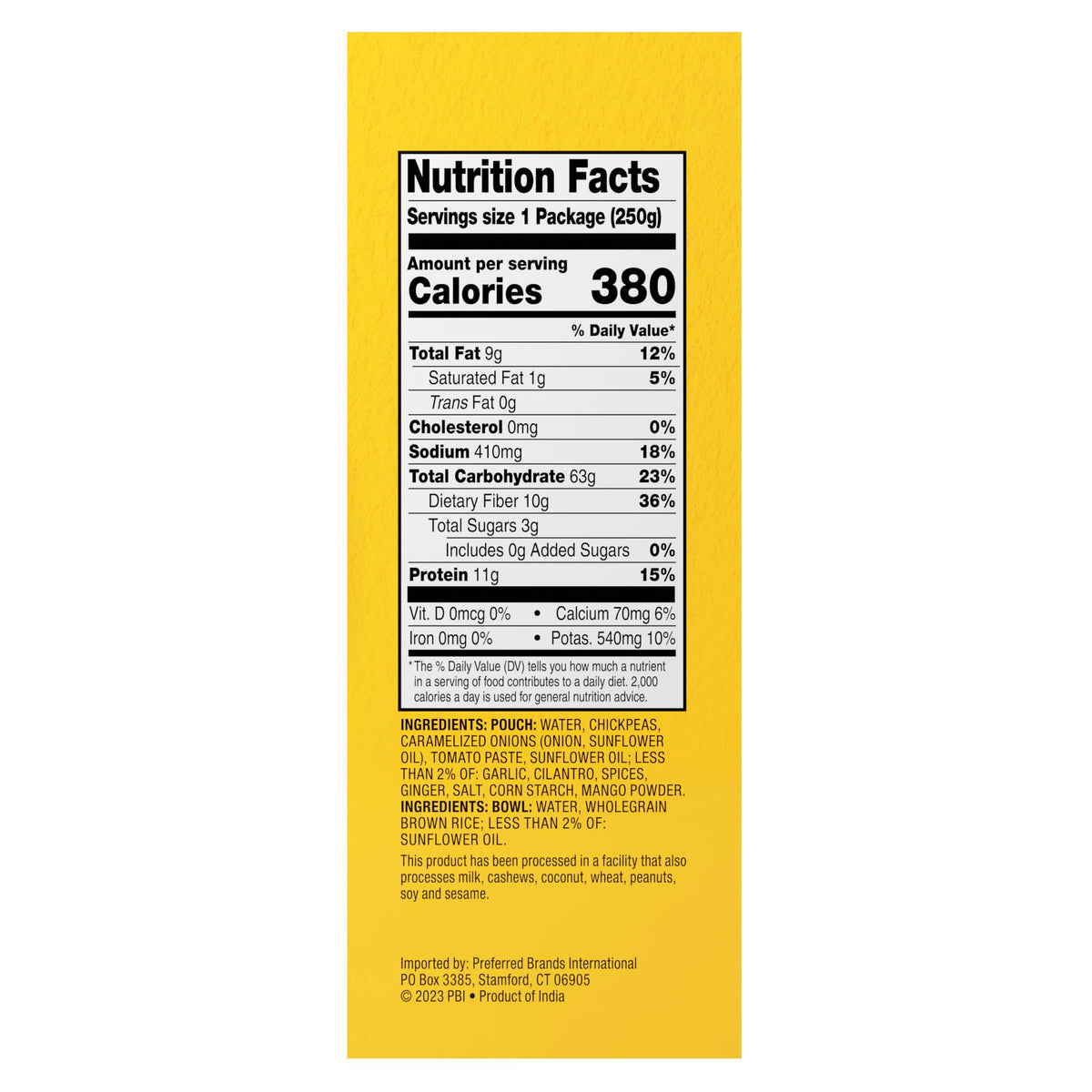 TASTY BITE organic brown rice base supports wholesome meals