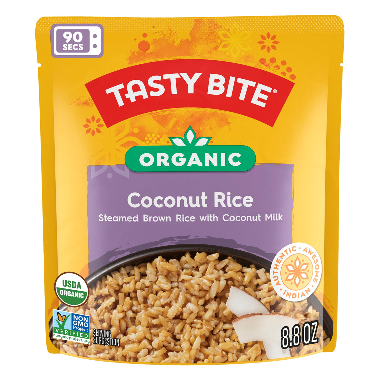 TASTY BITE Organic Coconut Rice served in a bowl as a versatile side dish