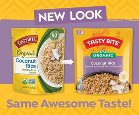 TASTY BITE Organic Coconut Rice ingredients highlight organic brown rice and coconut milk