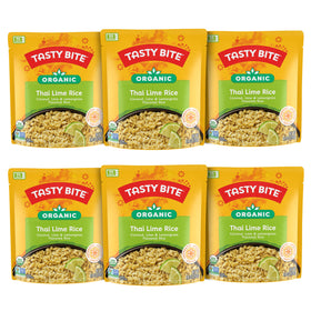 Tasty Bite Thai Lime Rice pack of 6, ready to heat for quick meals.