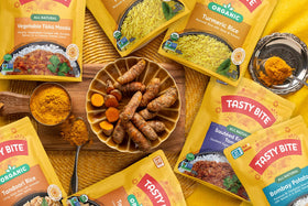 TASTY BITE Turmeric rice pouch, golden color with mild warmth for vibrant plates