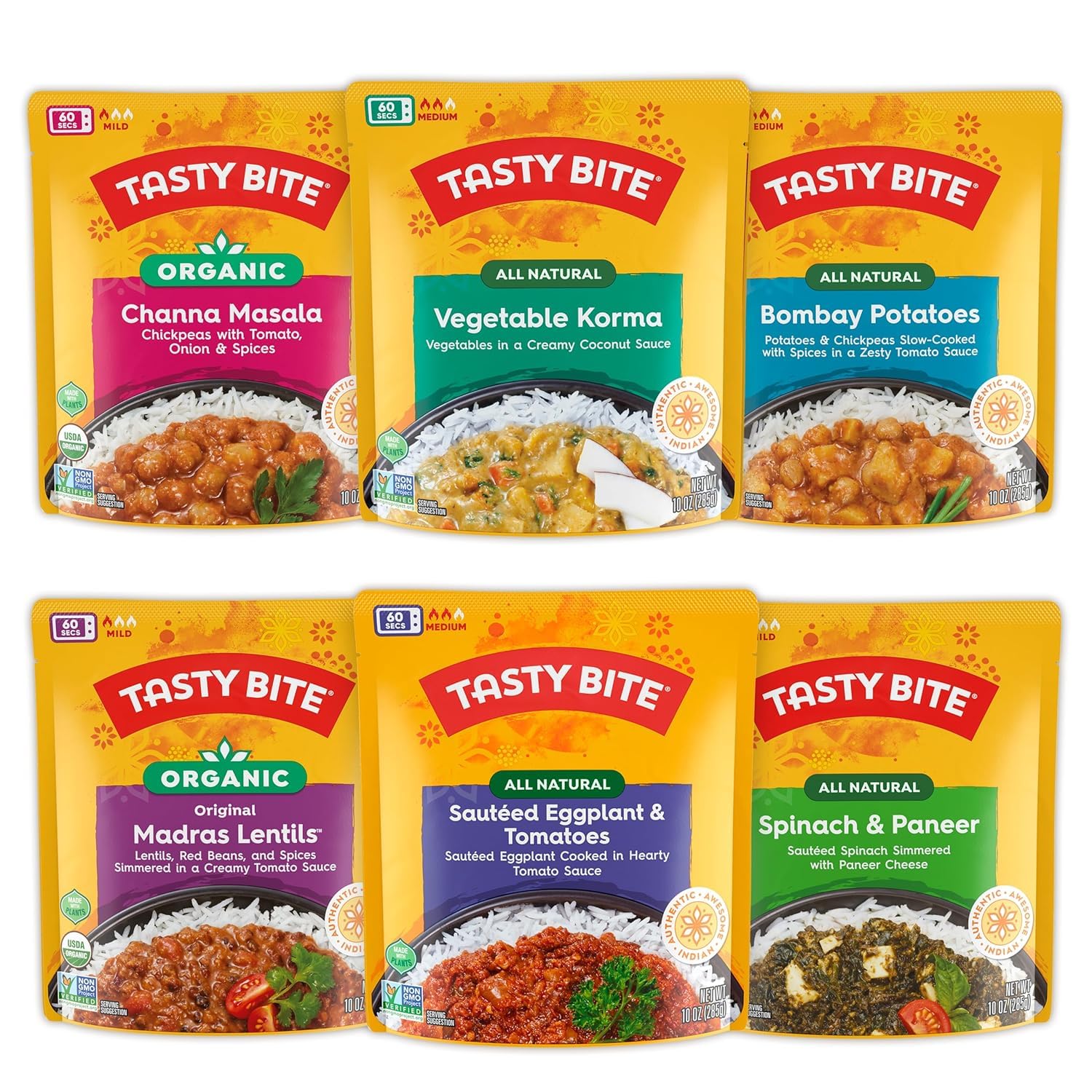 Tasty Bite Bombay Potatoes ready-to-heat lunch option with bold spices
