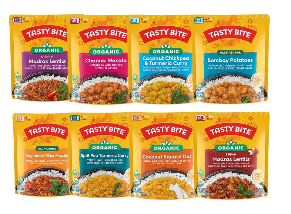 TASTY BITE Variety Pack with Madras Lentils in a bowl, ready in minutes.