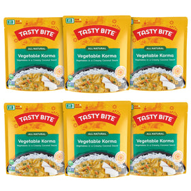 Tasty Bite Vegetable Korma pack visual showing ready-to-eat convenience