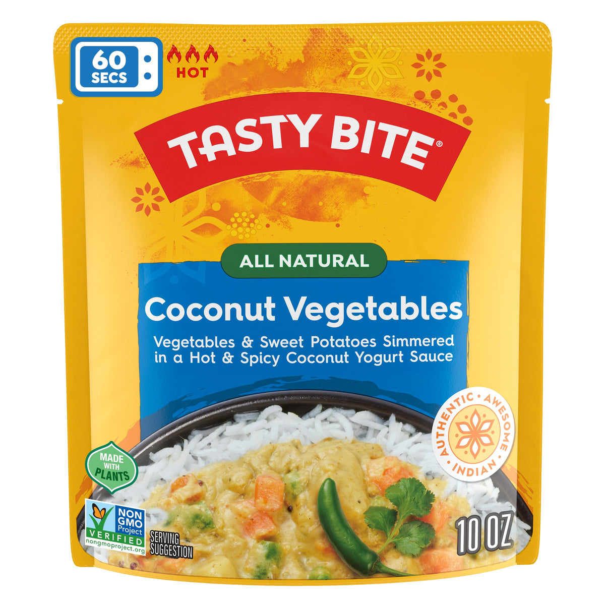 Tasty Bite vegetarian coconut yogurt sauce entree for plant-based meals.