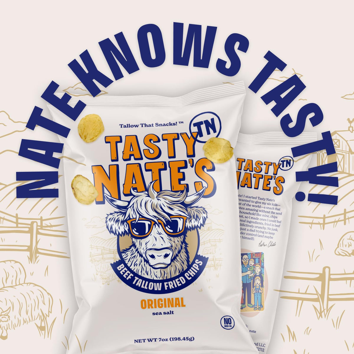 Tasty Nate’s small batch kettle-cooked chips offer handcrafted texture.