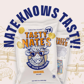Tasty Nate’s small batch kettle-cooked chips offer handcrafted texture.