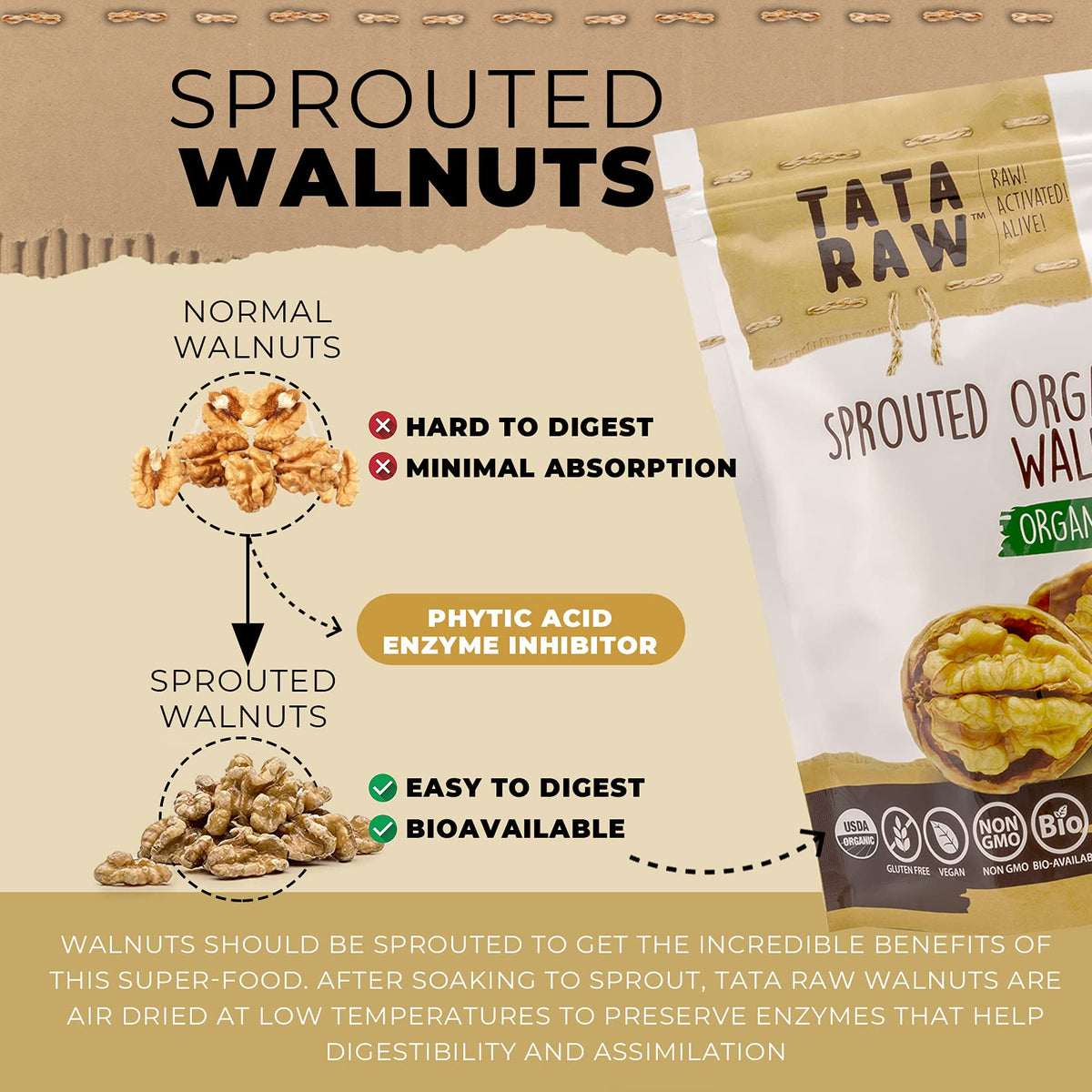 TATA RAW family enjoying walnuts snack tray in kitchen setting