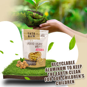 TATA RAW nutrition label highlights omega-3 and antioxidants for heart and brain support.